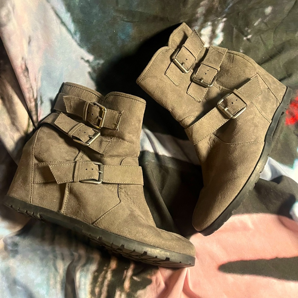 Unless Faux Suede Wedge Booties 🌵10
